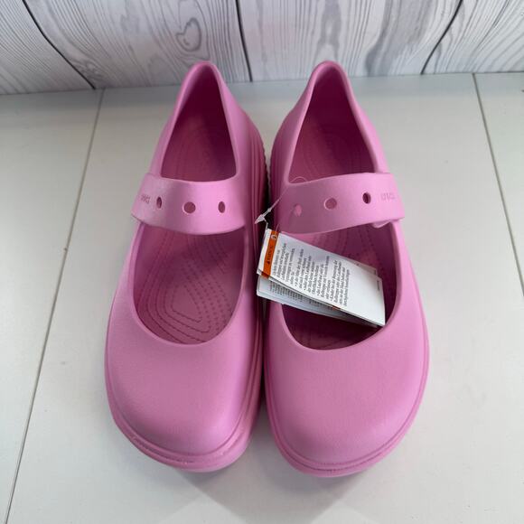 New HTF Womens CROCS STOMP MARY JANE SANDAL Size m8/w10 PINK TWEED - Picture 1 of 7